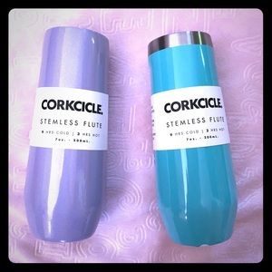 set of 2 new Corksicle stemless flutes